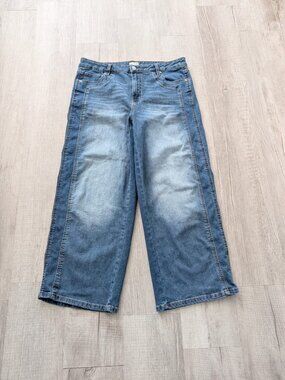 Time and Tru Women Jeans Size 14 High Rise Wide Leg Crop  Stretchy 34x26